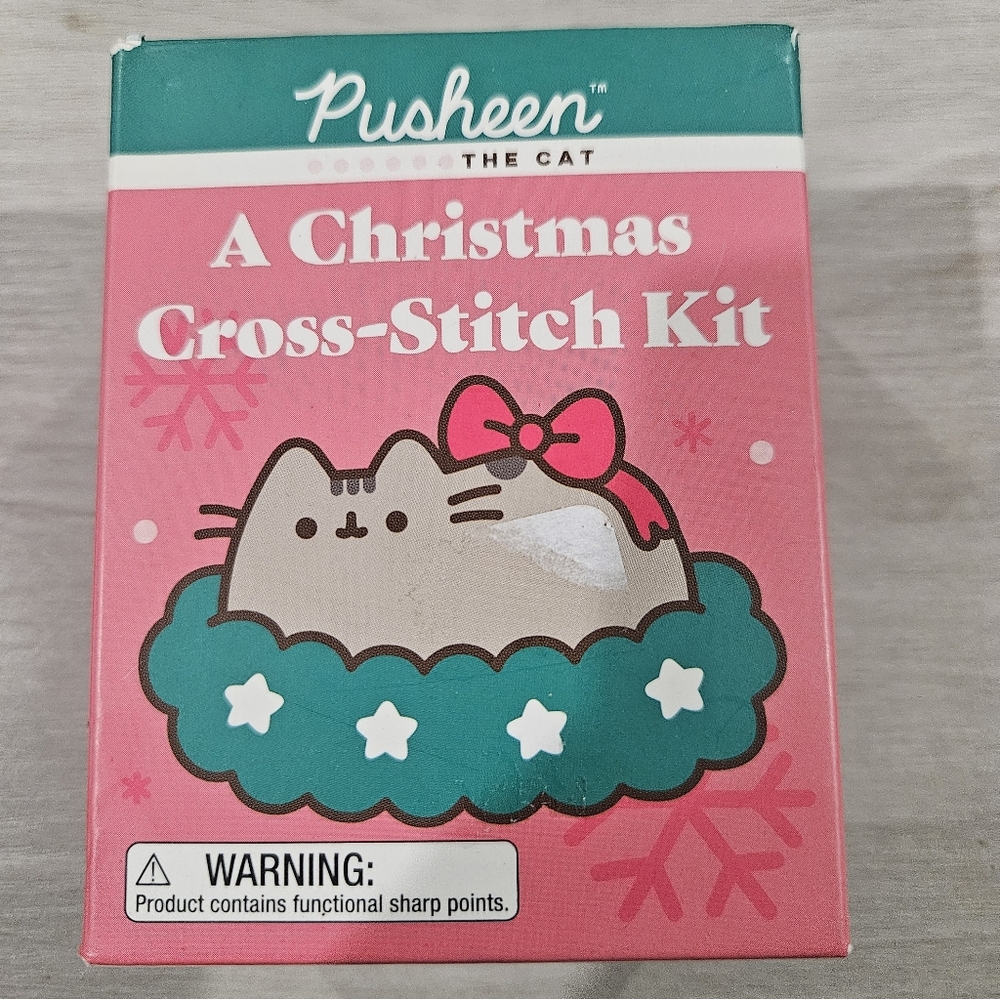 Pusheen The Cat Christmas Cross Stitch Kit NOT FACTORY COMPLETE